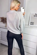 Grey Cable Raglan Sleeve Jumper