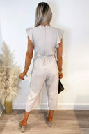 Stone Wrap Front Belted Jumpsuit