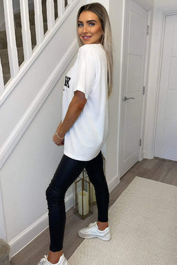 White New York Slogan Oversized T-Shirt