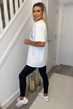 White Pasadena Slogan Oversized T-Shirt