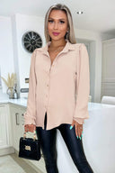 Nude Gold Button Up Elasticated Cuff Shirt