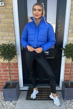 Royal Blue Cropped Puffer Jacket