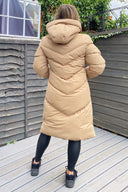 Biscuit Hooded Long Line Puffer Coat