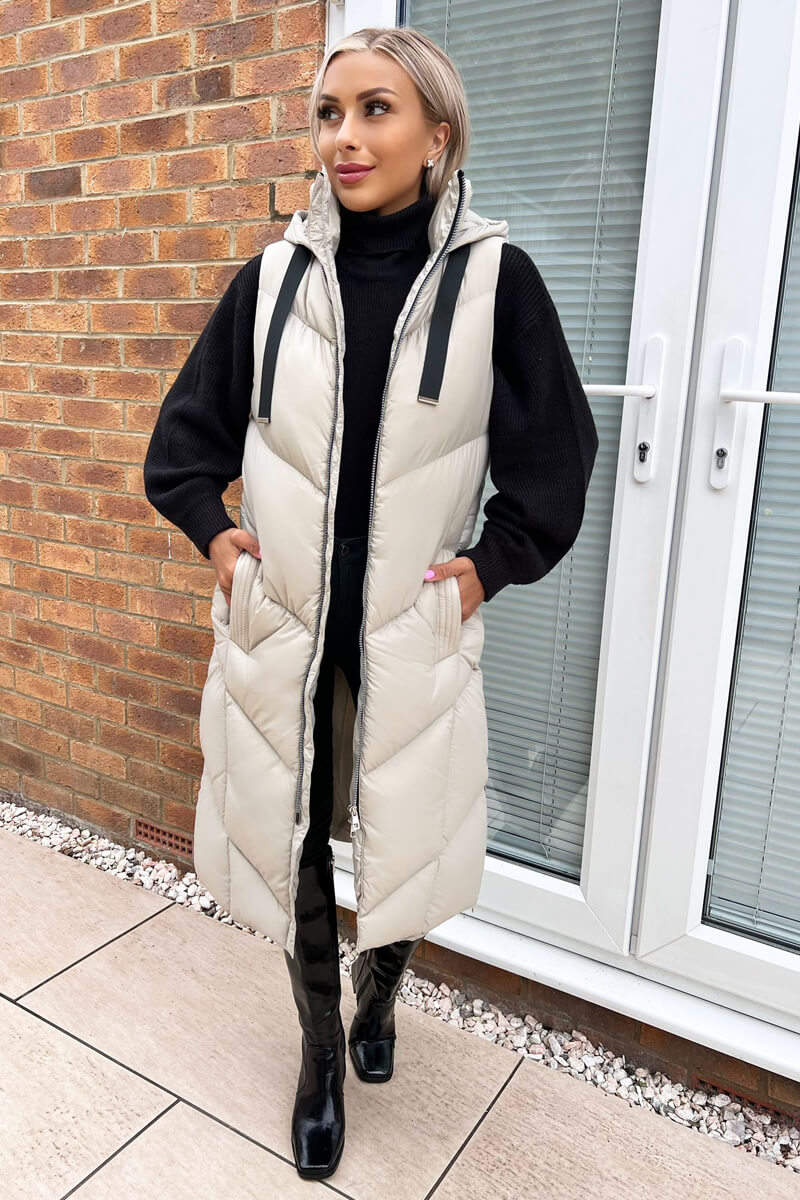 Oyster Hooded Puffer Gilet