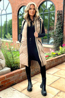 Biscuit Hooded Zip Up Gilet