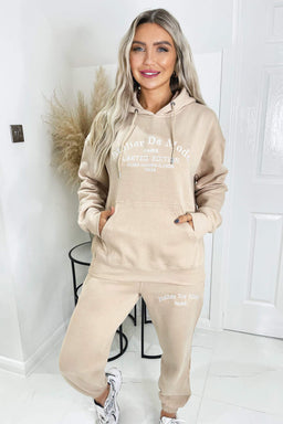 Stone Atelier Embroidered Slogan Hoodie Lounge Set