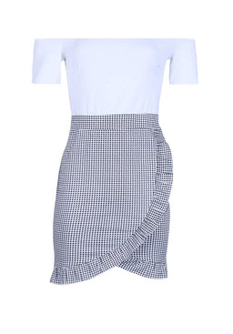 2 in 1 Gingham Dress with Ruffle Detail