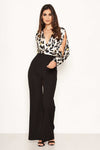 2 in 1 Leopard Print Split Sleeve Jumpsuit