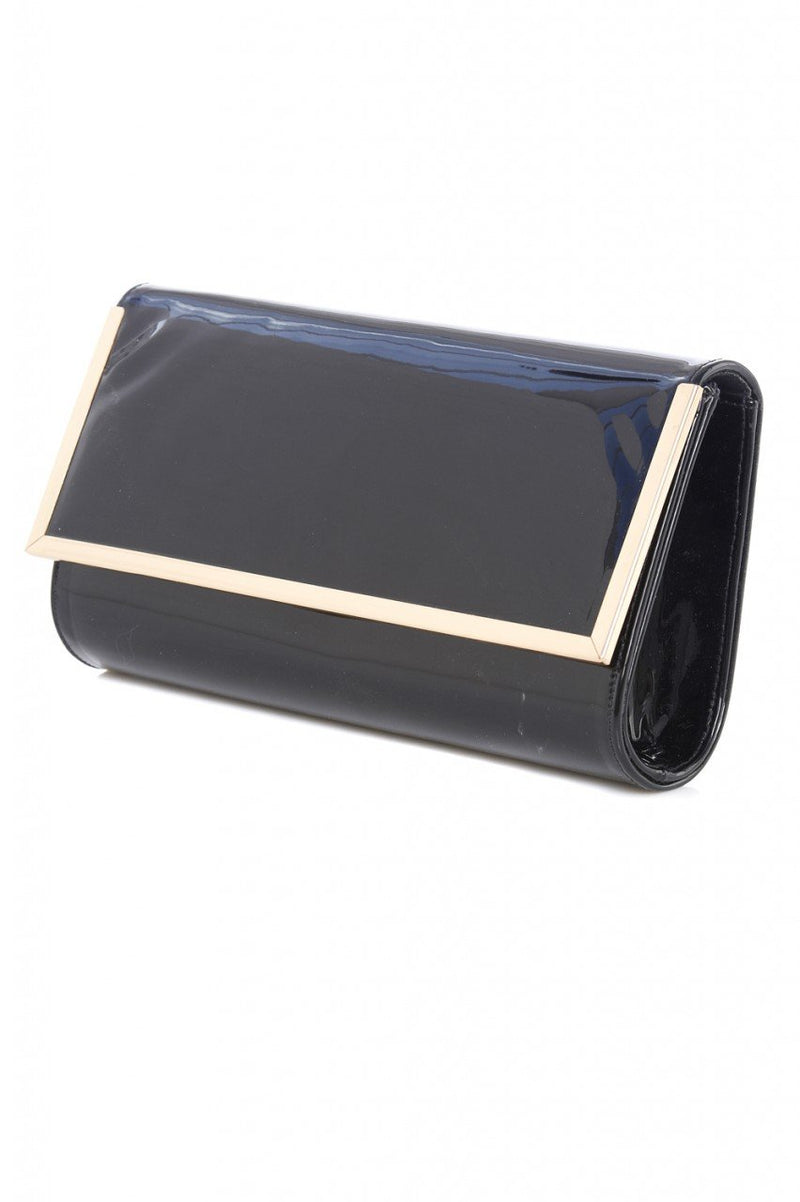 Patent Rectangle Gold Edged Clutch
