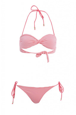 Bandeau Twist Front Striped Bikini