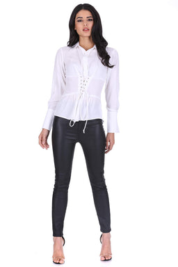 White Corset Tie Shirt