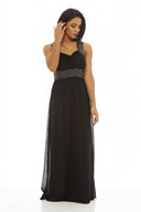 Black Embellished  Chiffon   Maxi Dress