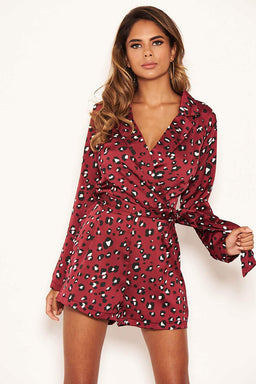 Animal Print Blazer Style Playsuit