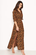 Animal Print Maxi Shirt Dress