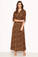 Animal Print Maxi Shirt Dress