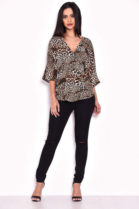 Animal Print Tie Detail Top