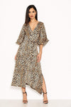 Animal Printed Maxi Dress With Tie Waist