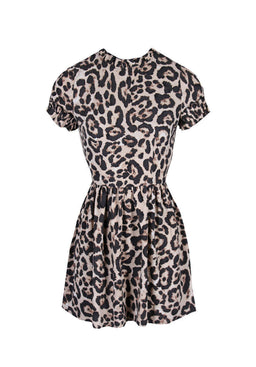 Animal Print Frill Detail Skater Dress