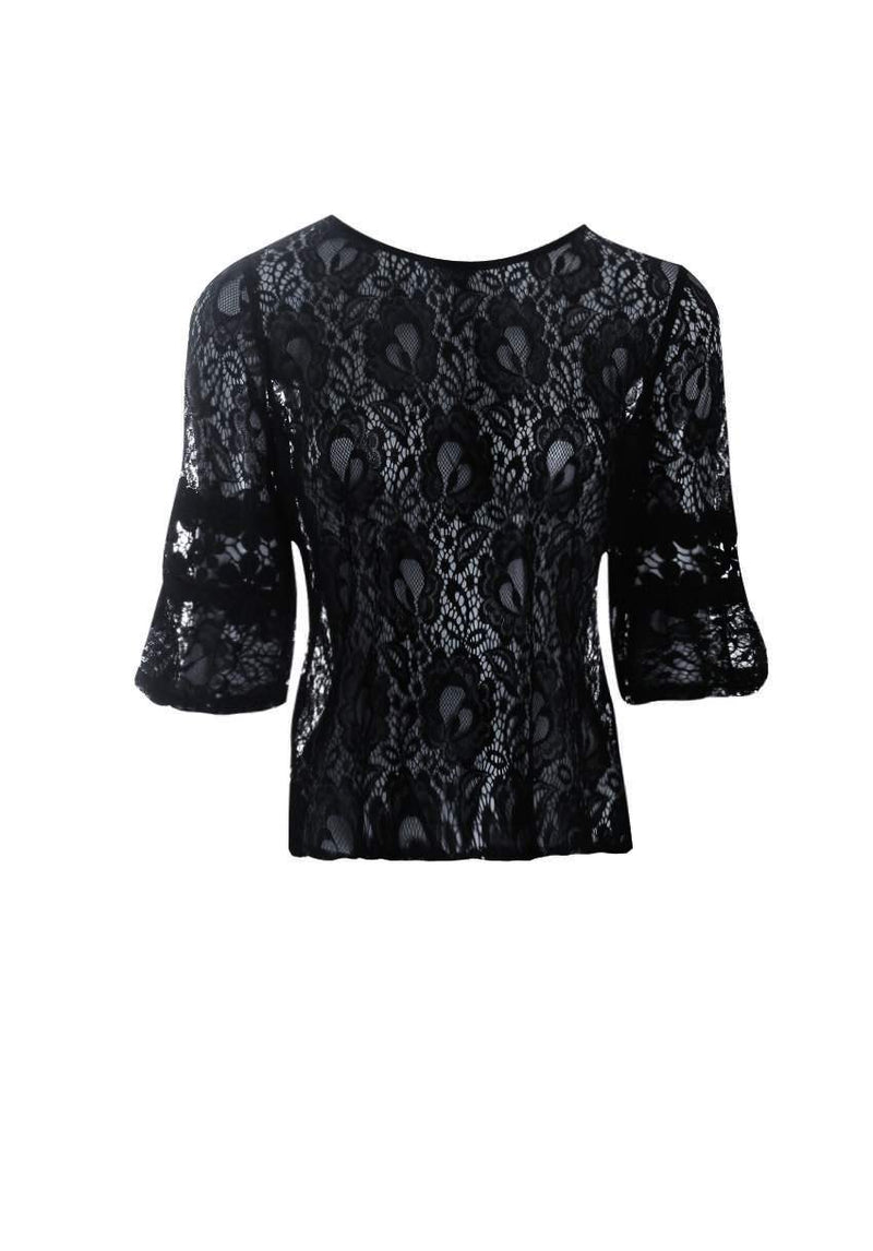 Black Lace Bell Sleeve Top