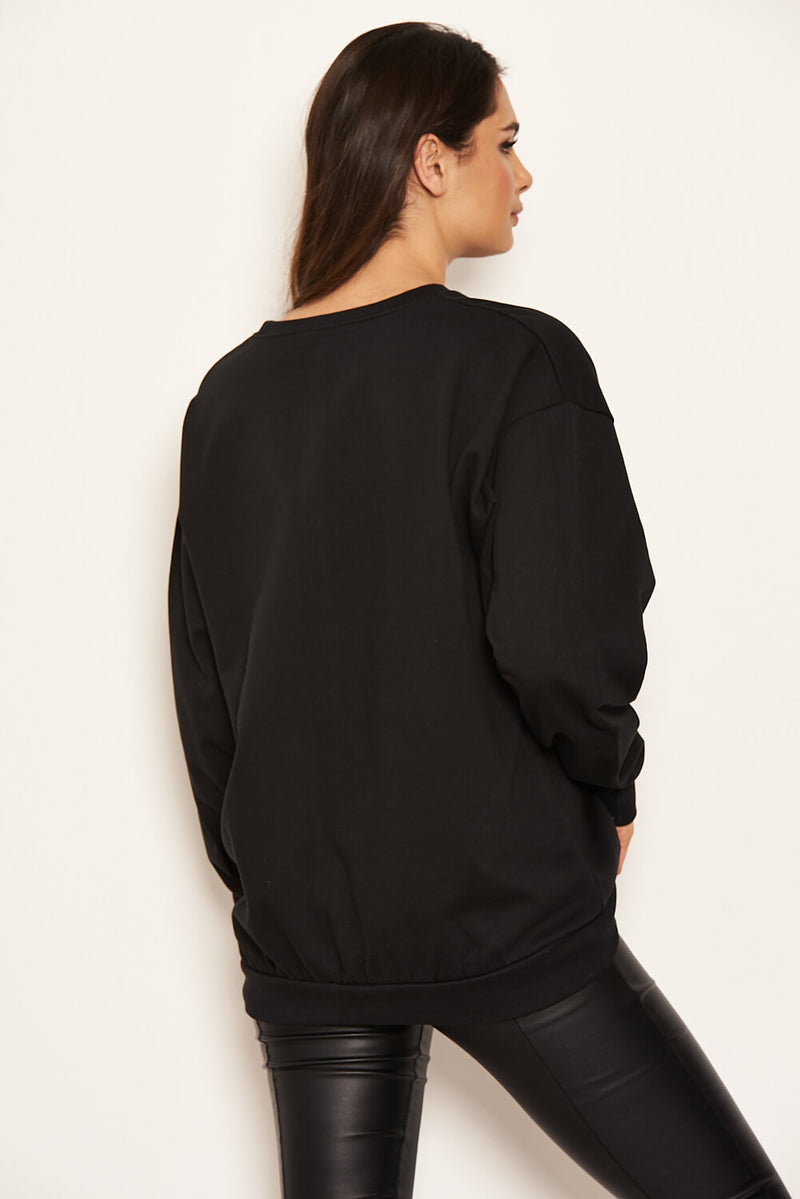 Black Printed Sweatshirt