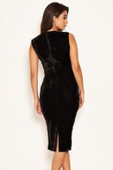 Black Sequin Velvet Midi Dress