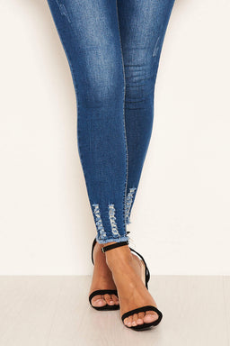 Blue Frayed Hem Jean