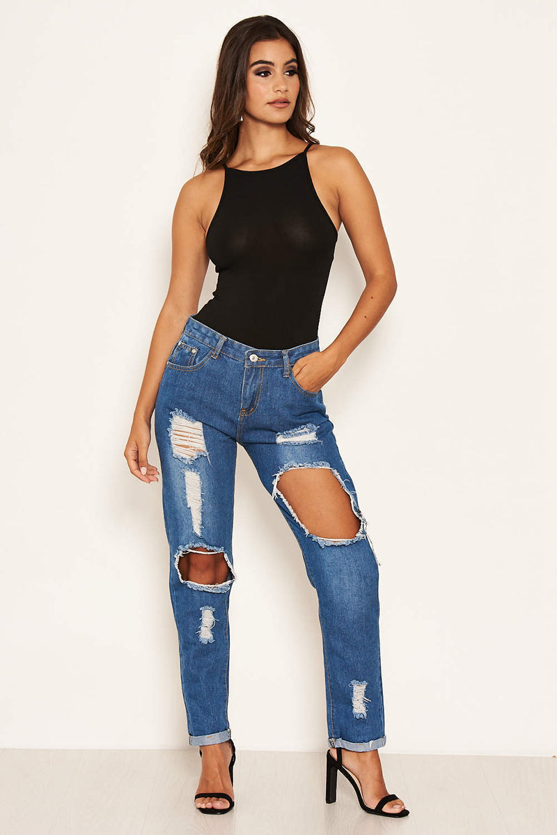 Blue Ripped Mom Jean