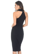 Black One Shoulder Midi Dress