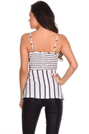 Black And Cream Striped Strappy Top