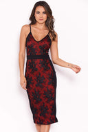 Black And Red Sheer Lace Detail Dress