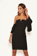 Black Bardot Notch Front Dress