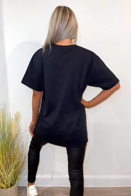 Black Cest La Vie Oversized Tee