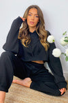 Black Cropped Hoodie Lounge Set