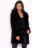 Black Faux Fur Coat With Collar