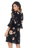 Black Floral Frill Throw On Dress