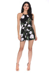 Black Floral Halter Neck Playsuit