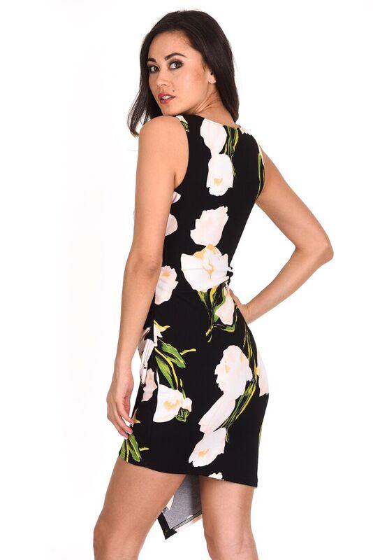 Black Floral Midi Dress