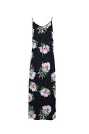 Black Floral Print Split Maxi Dress