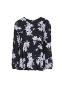 Black Floral Printed Frill Top with Frill Bottom