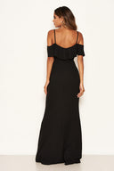 Black Frill Cold Shoulder Maxi Dress