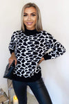 Black Giraffe Printed Knitted Jumper