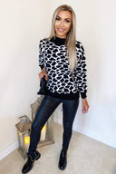 Black Giraffe Printed Knitted Jumper