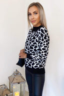 Black Giraffe Printed Knitted Jumper