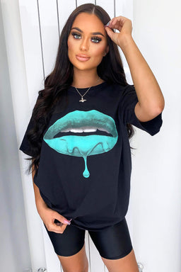 Black Green Lips T-Shirt