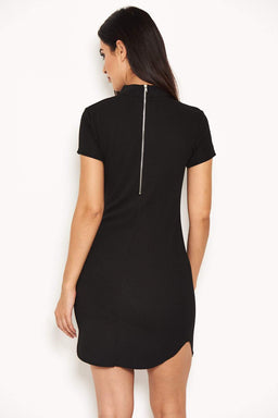 Black High Neck Bodycon Mini Dress