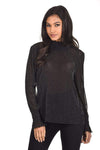 Black High Neck Sparkle Top