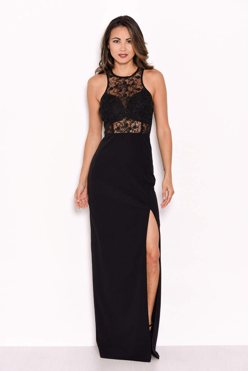 Black Lace Top Maxi Dress