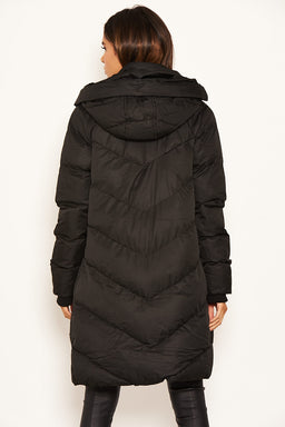 Black Longline Padded Coat