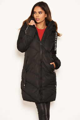 Black Longline Padded Coat