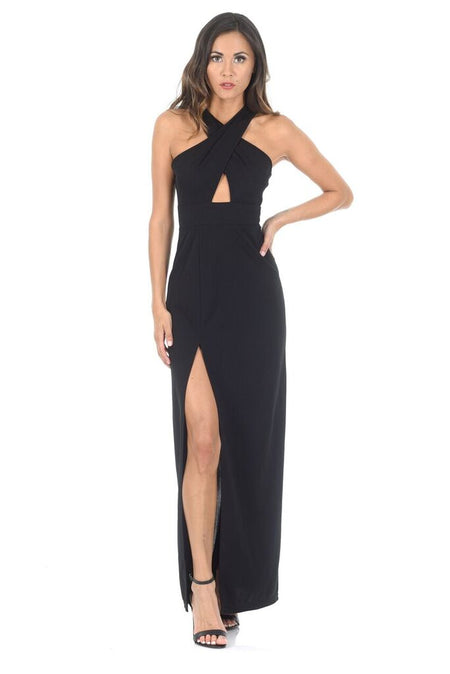 Black Maxi Dress With A Thigh High Split